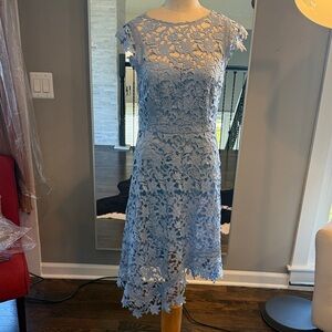 Eliza J Light Blue Floral Lace Midi Dress